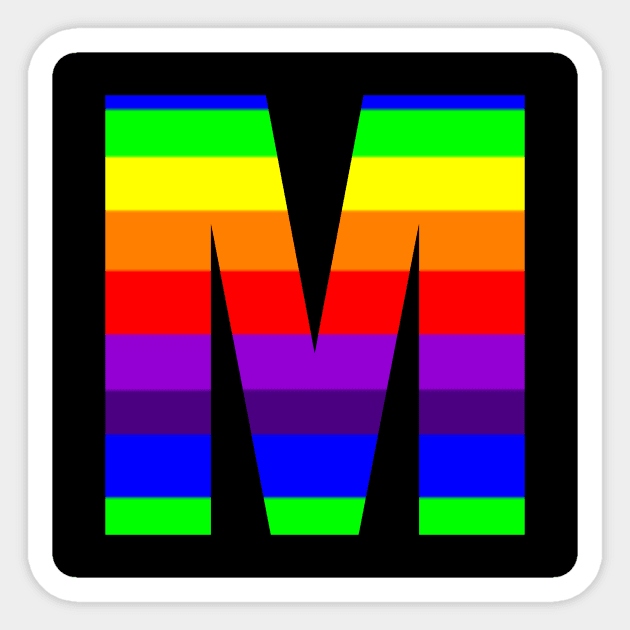 The Letter M in Rainbow Stripes Sticker by ArtticArlo